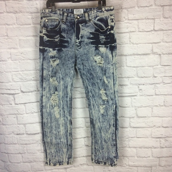 Halifax Other - Halifax Denim 34W 30L Stone Washed Ripped Jeans